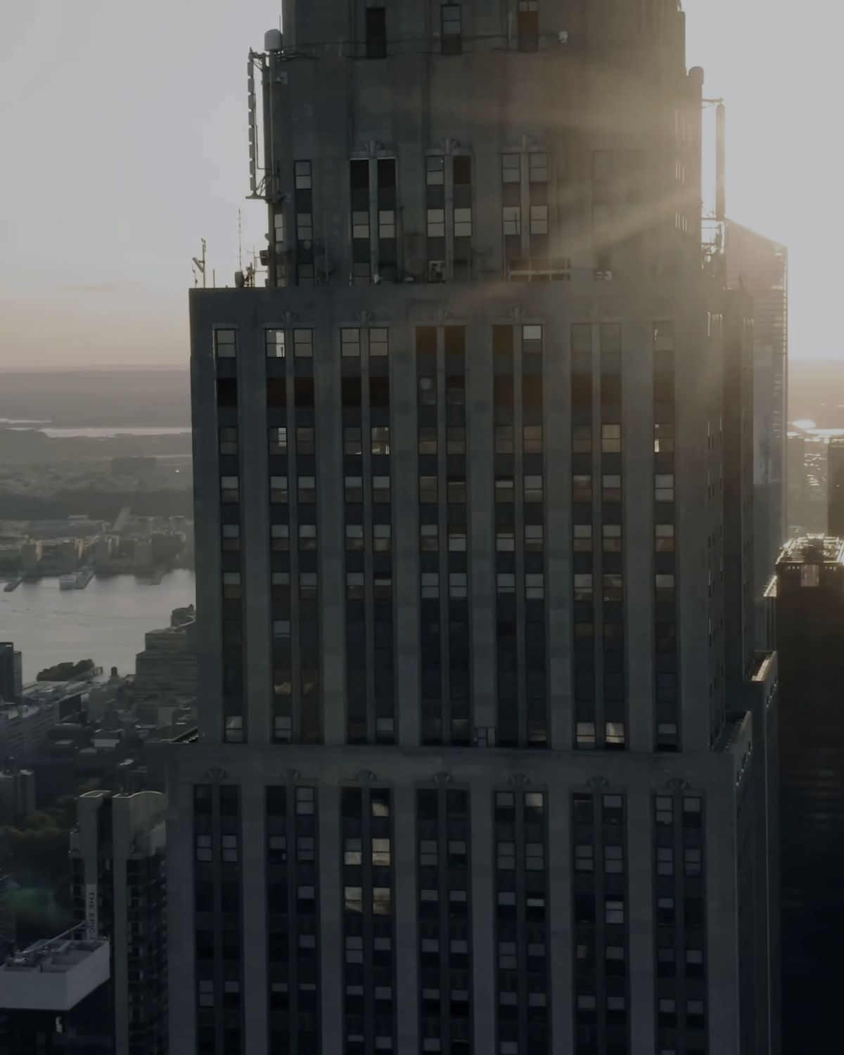 The crown of the Chrysler Building in afternoon light.