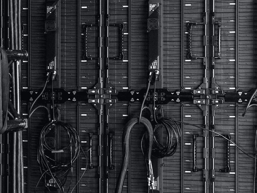 Rows of servers in a data centre.