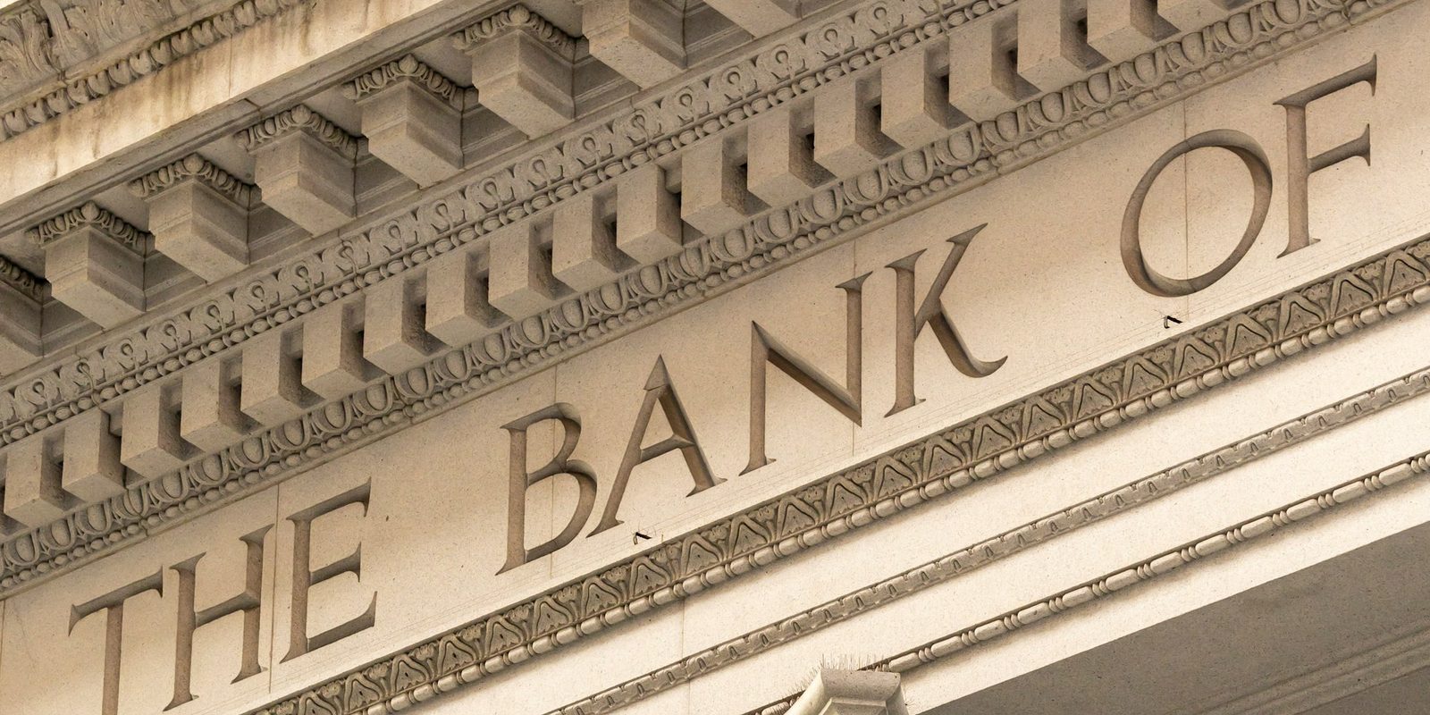 The stone columns of a bank.